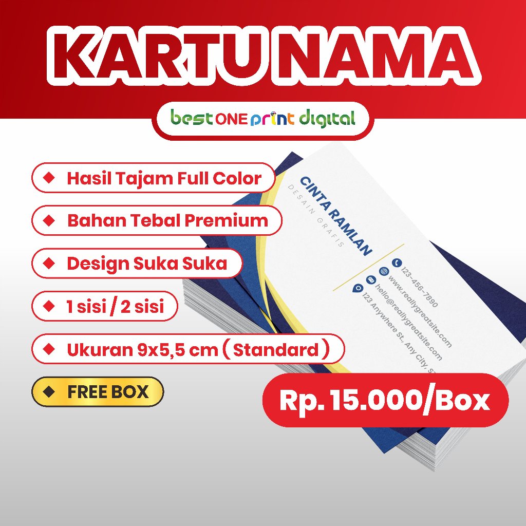 

KARTU NAMA MURAH // WARNA TAJAM //PROSES KILAT KUALITAS TERJAMIN // ART CARTON 260 GSM
