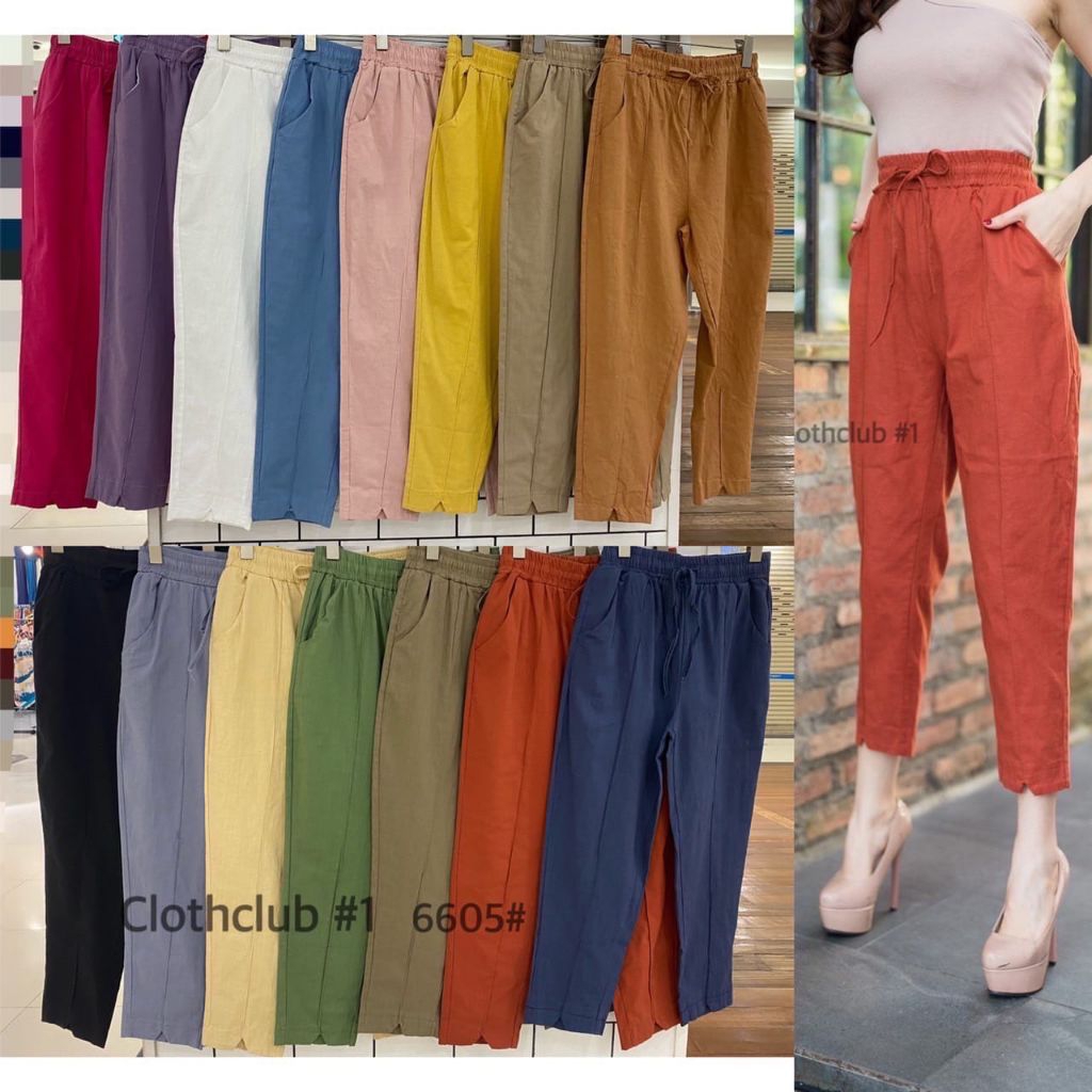 CC-6605 PREEYA PANTS CLOTHCLUB BANGKOK | CELANA CEWEK KATUN LINEN 7/8 IMPORT