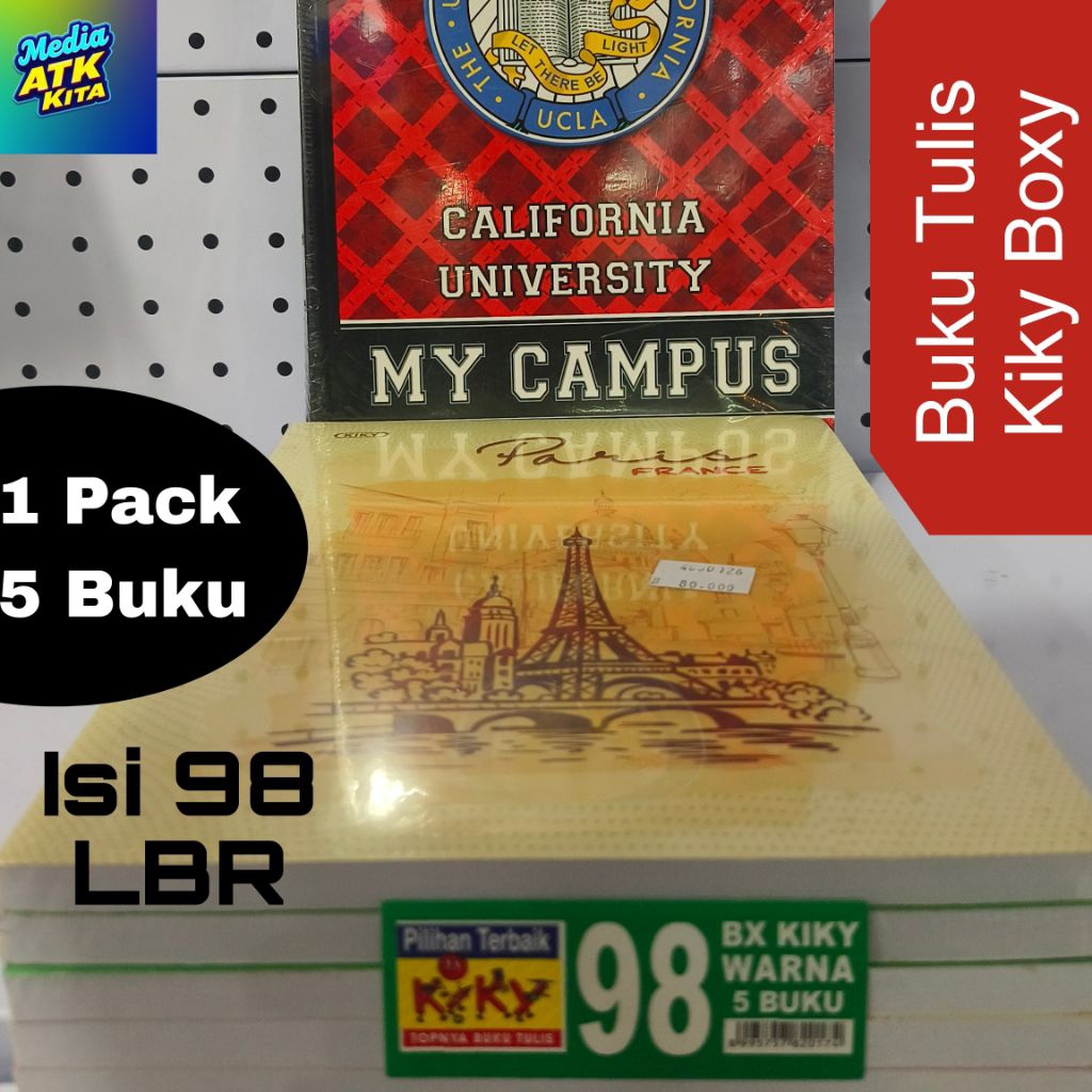 

Buku Tulis KIKY BOXY Bergaris Warna Isi 98 Lembar 1 Pack (5 Buku)