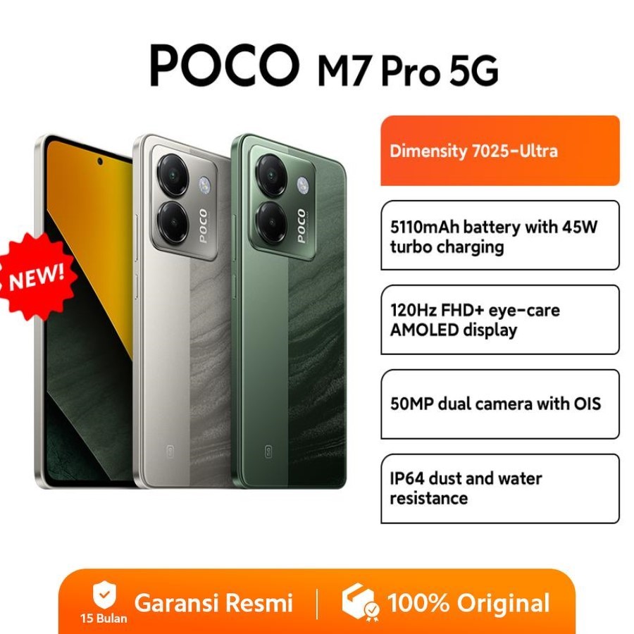 [NEW ARRIVAL] Poco M7 Pro 8/256GB 5G MediaTek Dimensity 7025-Ultra GARANSI