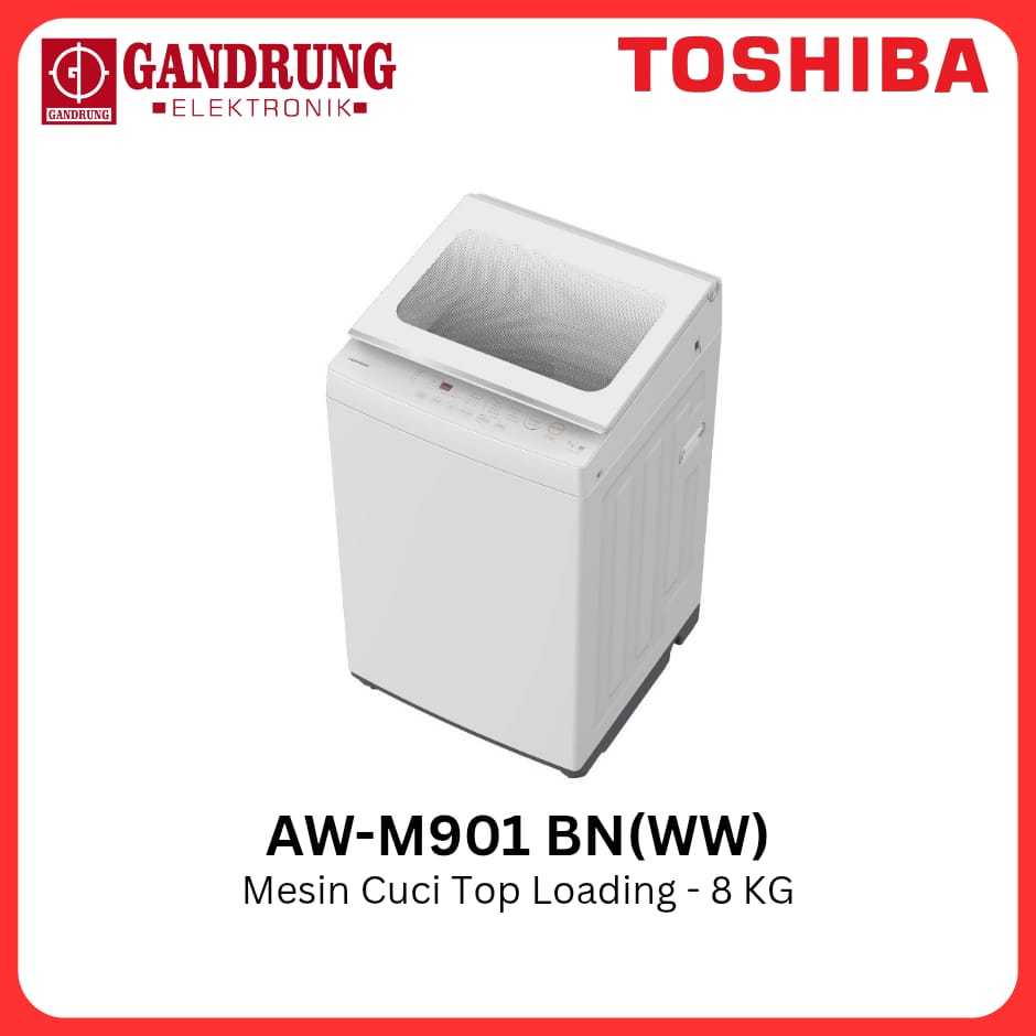 TOSHIBA Mesin Cuci 8kg Top Loading - AW-M901 BN(WW)