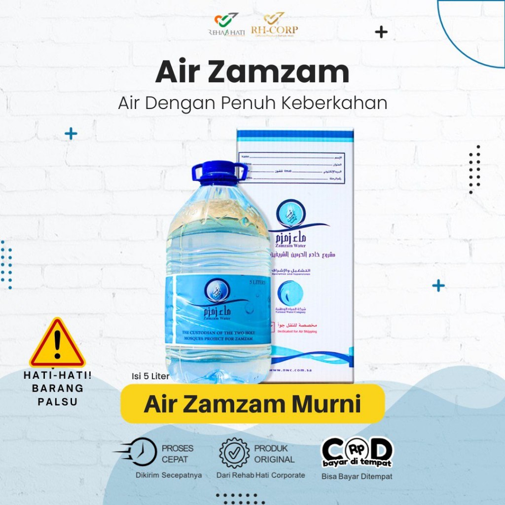 

RHCORP Air Zamzam Kemasan 5 Liter - Zamzam Water Asli Mekah - Original 100% Rehab Hati