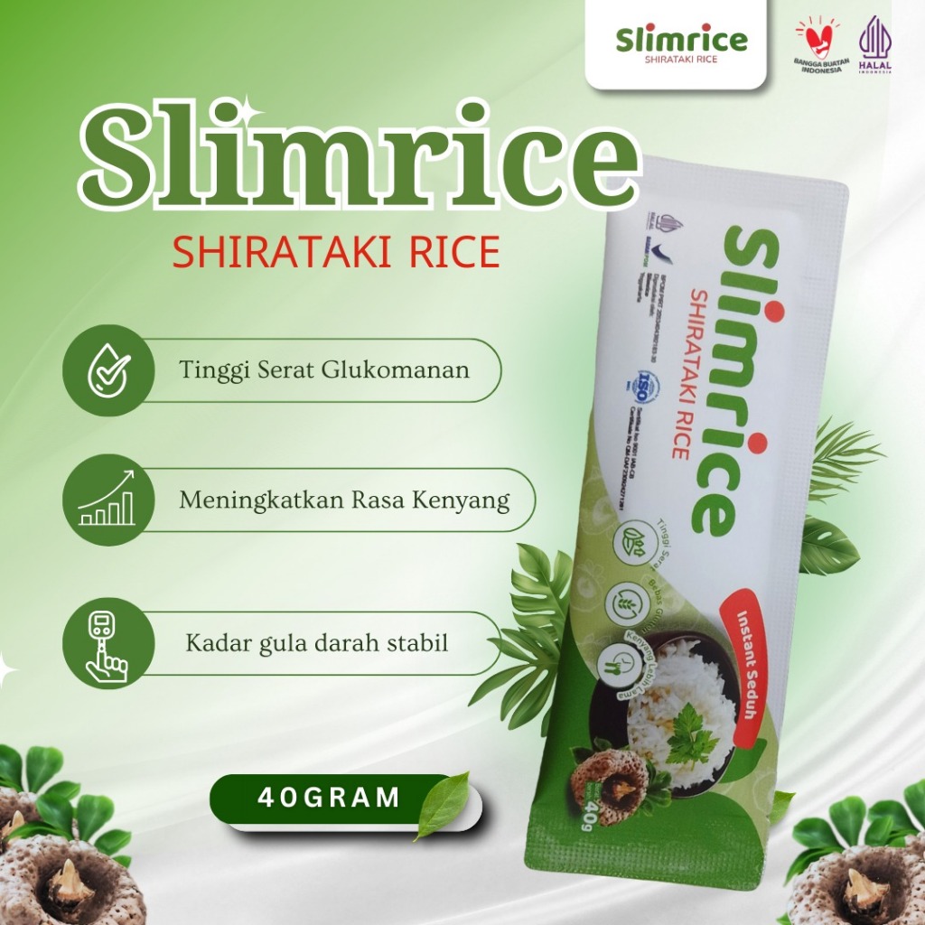 

Beras Porang Shirataki SLIMRICE sacet 40 gram
