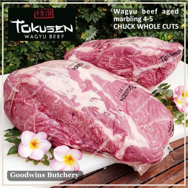 

CHILLED beef CHUCK wagyu Tokusen marbling 4-5 aged whole cut - UTUH gelondongan