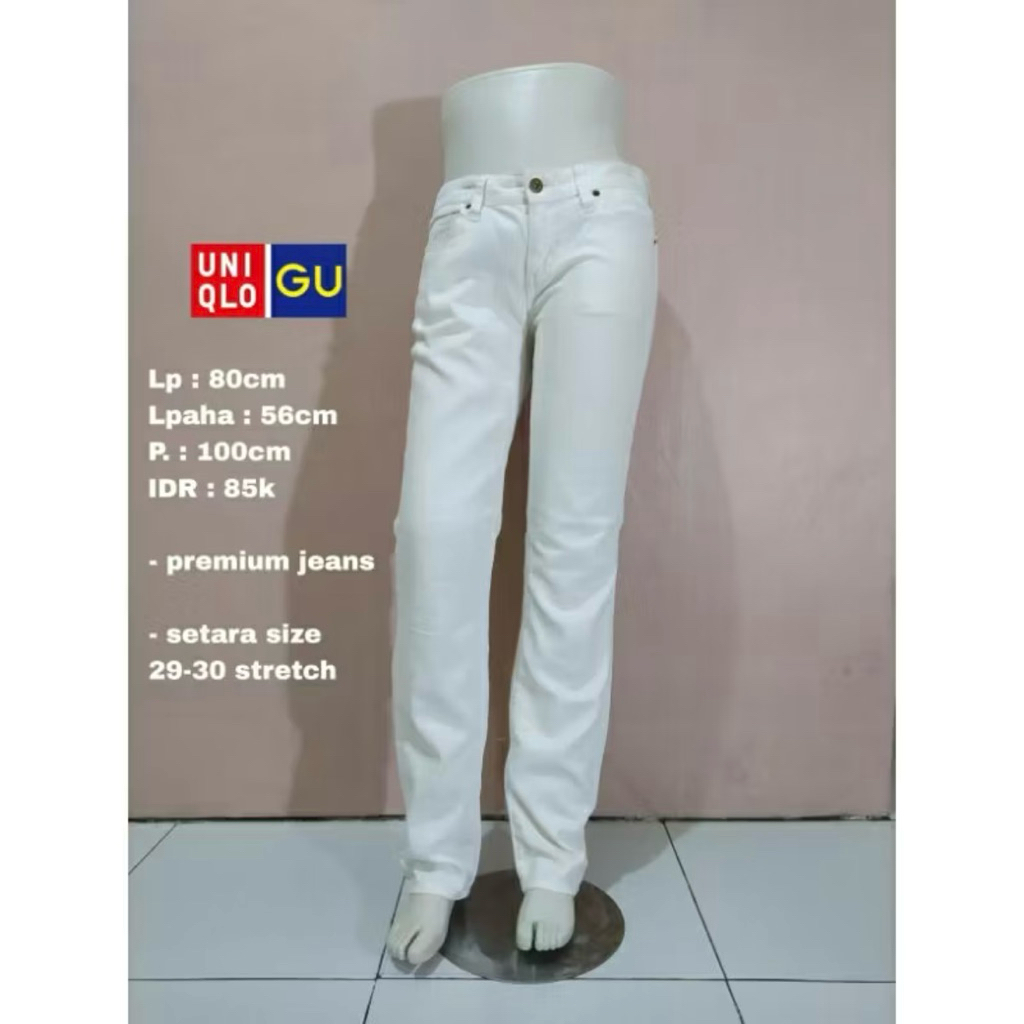 Preloved Celana Putih - White Jeans Denim Uniqlo GU