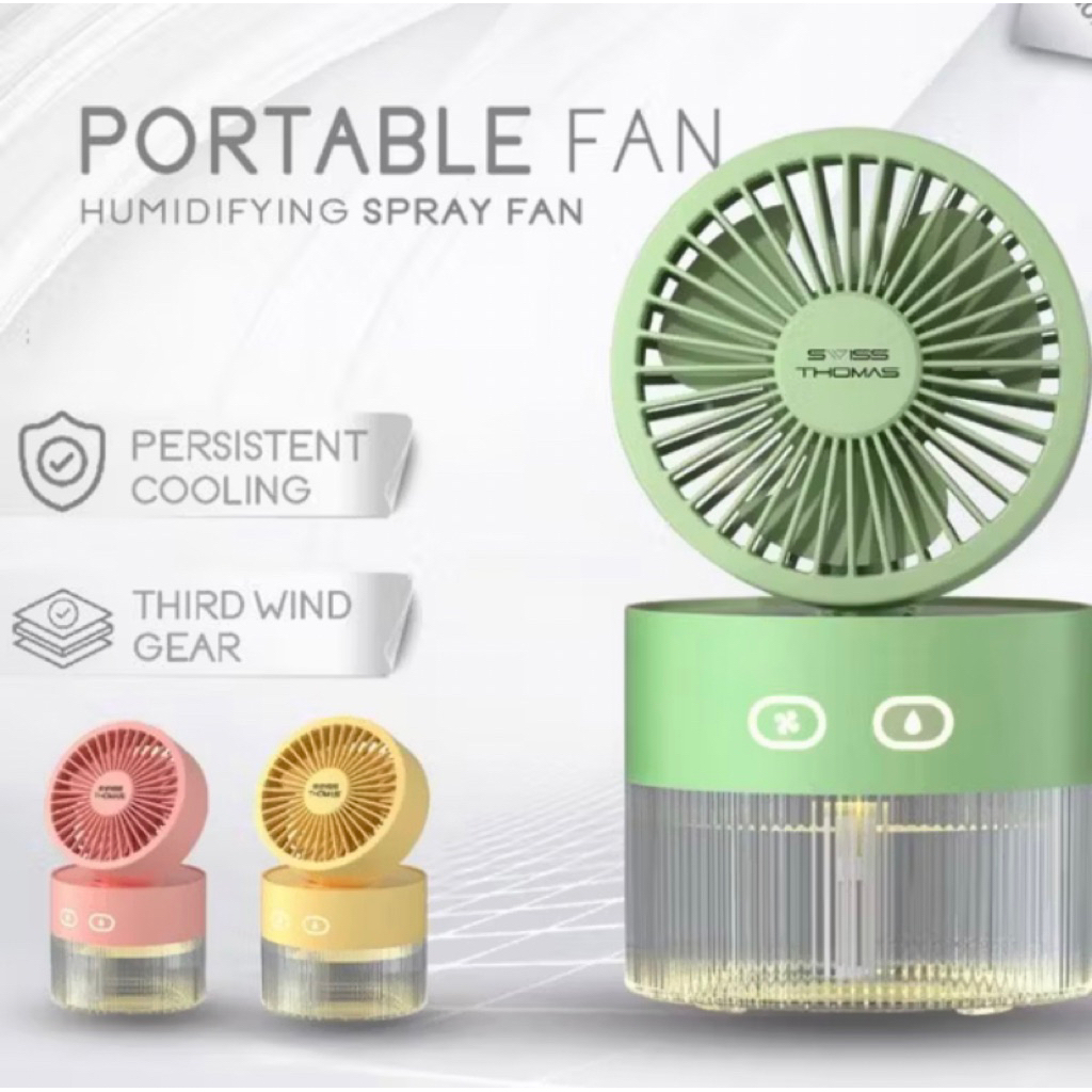 Kipas Angin Portable Mini USB Multifungsi 3 In 1 Kipas Humidifier Diffuser With Lampu