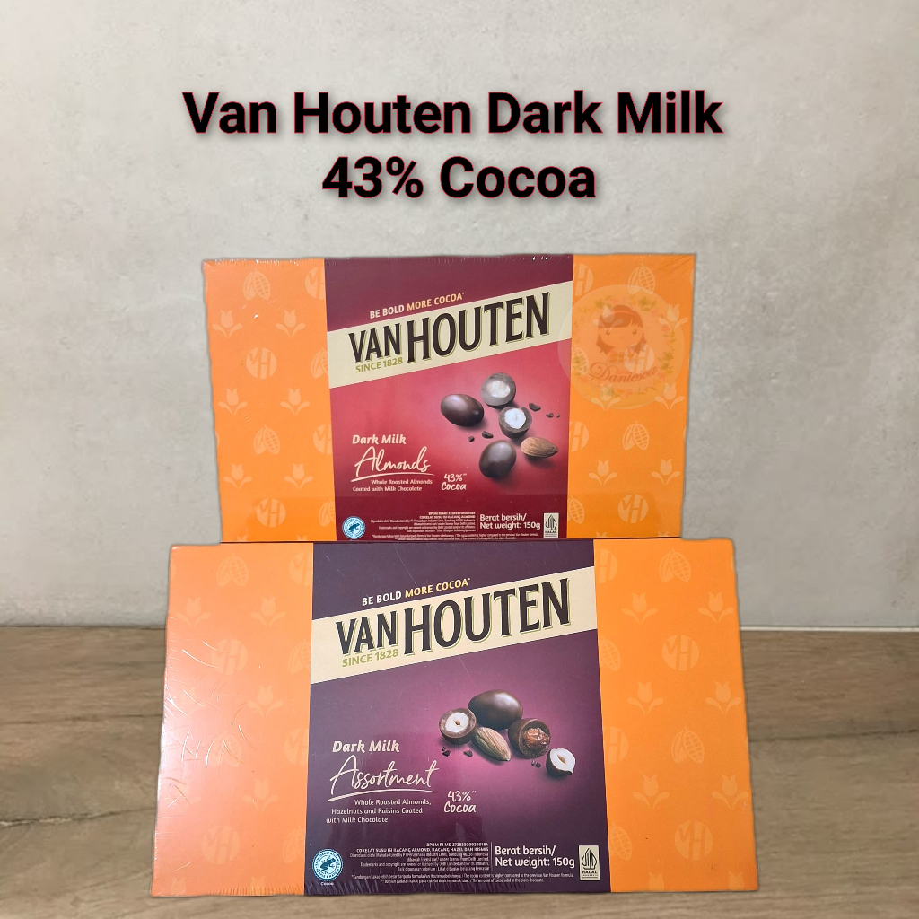 

Van Houten 43% cocoa coklat dark milk assortemet almond 150 gram ( ds bgr )