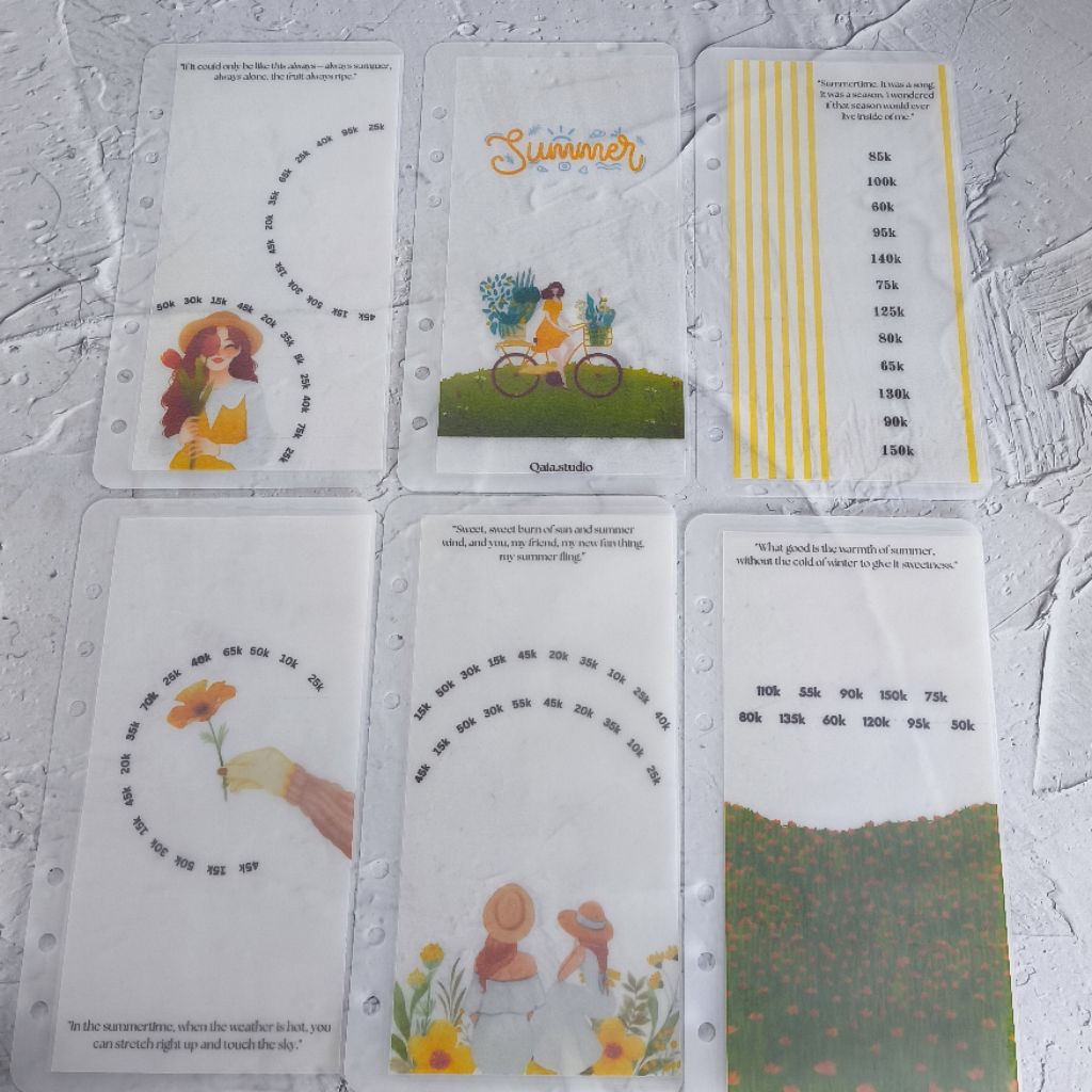 

SUMMER TIME - cash envelope matte laminating - glossy laminated - saving challenge - amplop tantangan nabung Korean style