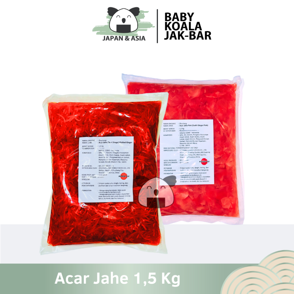 

GARI PINK & BENI SHOGA Acar Jahe Pink 1 Kg Halal │ Gary Import Ginger Pickled for Sushi │ Acar Jahe -BKJ