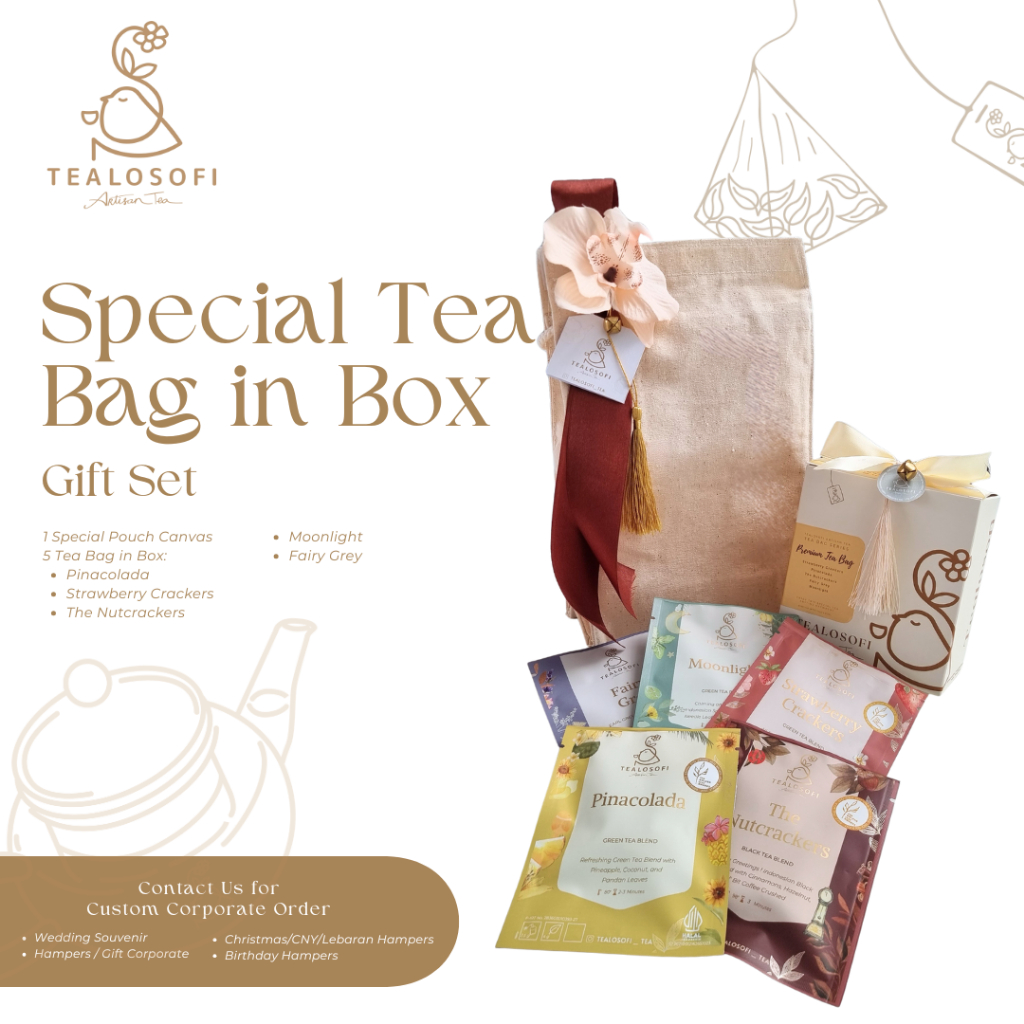 

Tea Bag in Box - Premium Tea Blend Tealosofi - Nylon Teh Souvenir Gift Hampers Wedding Christmas Lebaran CNY Chinese New Year Birthday Valentines