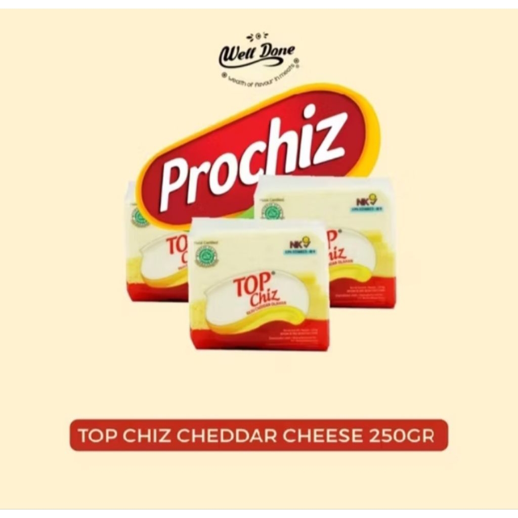 

KEJU TOP CHIZ 250GR/ KEJU CHEDDAR TOP CHIZ KEMASAN 250GR