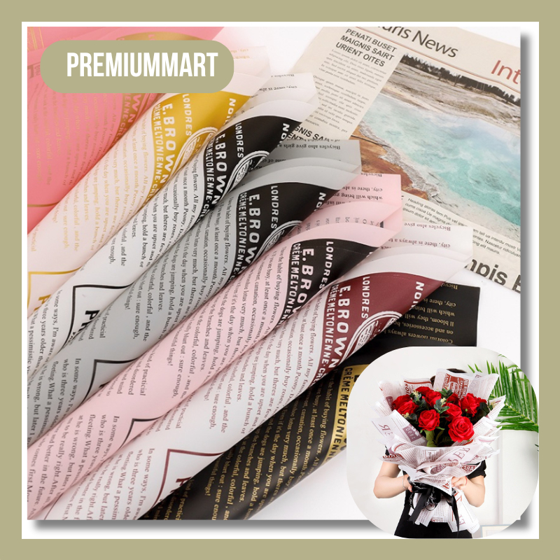 

Kertas Buket Bunga Motif Koran Flower Wrapping Paper Newspaper Cellophane Florist KB109