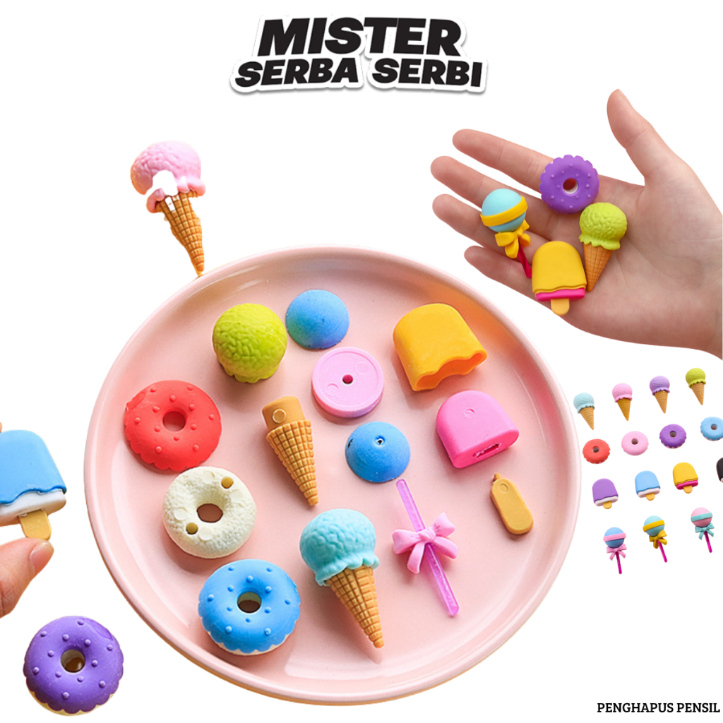 

MSS PENGHAPUS PENSIL H511 PENGHAPUS SET 4 IN 1 MODEL CUTE PENGHAPUS LUCU ERASER ICE CREAM