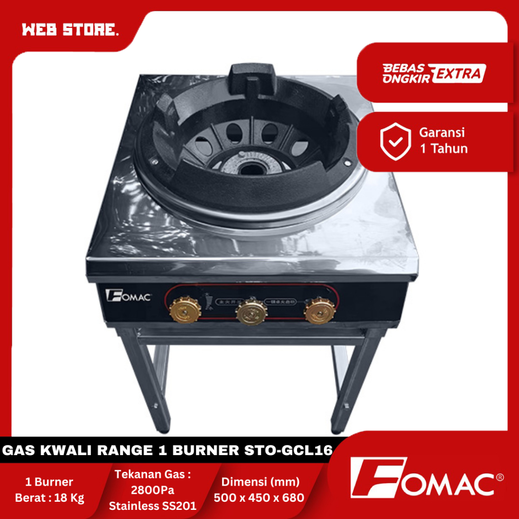 Kompor Gas Kwali Range 1 Burner Kwali Range Gas Stove Stainless STO-GCL16 FOMAC