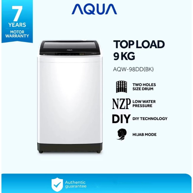 AQUA MESIN CUCI TOP LOADING 9KG HIJAB SERIES AQW  98DD