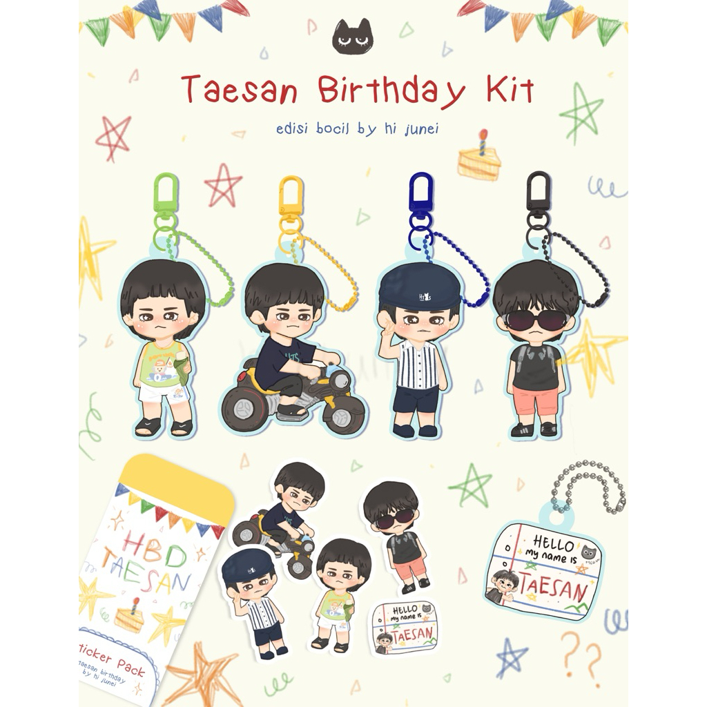 Taesan Birthday kit - Fanmerch (keychain and stikcer)