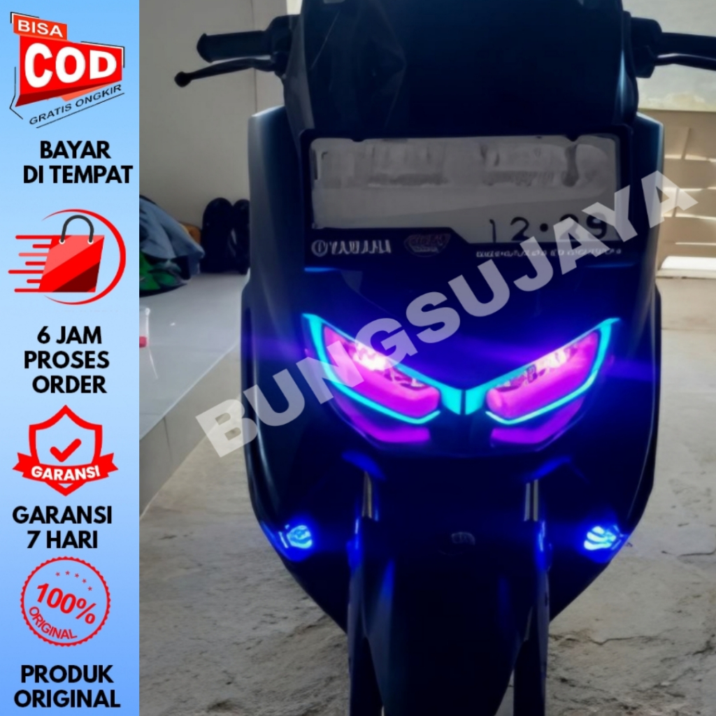 SATU PAKET LAMPU ALIS DRL YAMAHA NMAX NEW BONUS DEMON EYE BERKUALITAS TIDAK BERBINTIK SIAP PASANG