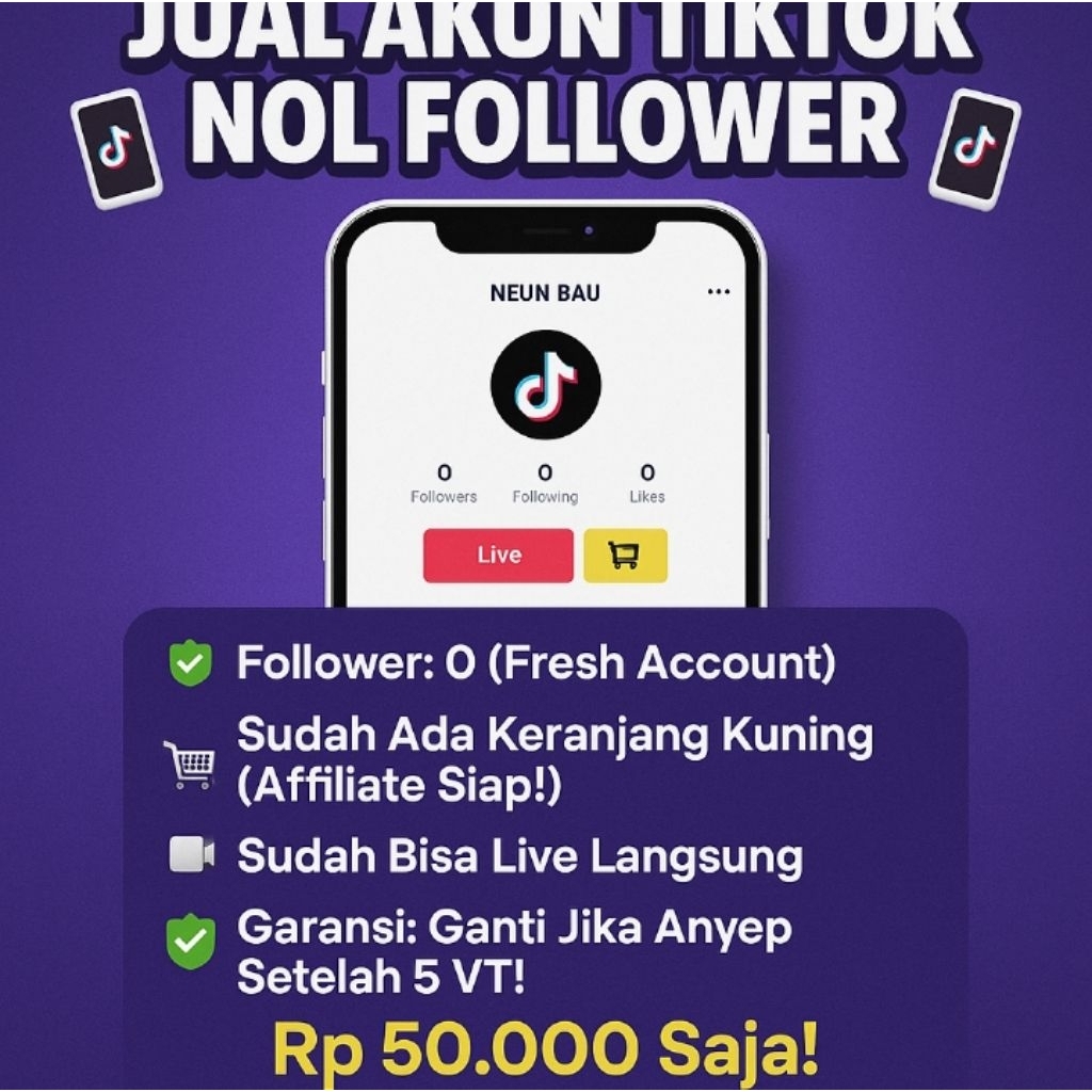 jual akun tiktok live