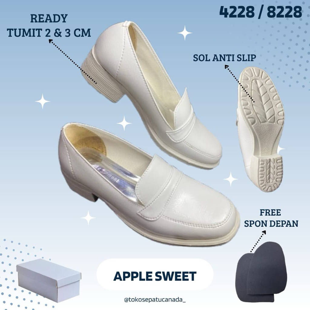 4228/8228 - SEPATU PANTOFEL PUTIH | SEPATU PANTOFEL WANITA | SEPATU PANTOFEL PERAWAT | SEPATU APPLE 