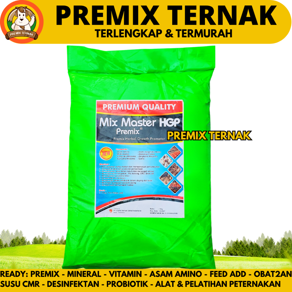 MIX MASTER PREMIX HGP 1 KG - Herbal Growth Promotor HGP Pemacu Pertumbuhan Ternak Ayam Bebek Puyuh