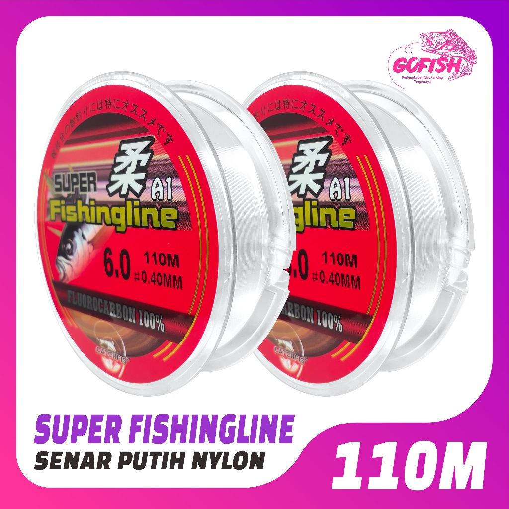 Gofish - Senar Pancing 110m Senar Pancing Kuat Bahan Nilon Transparan Senar Super Fishing Line