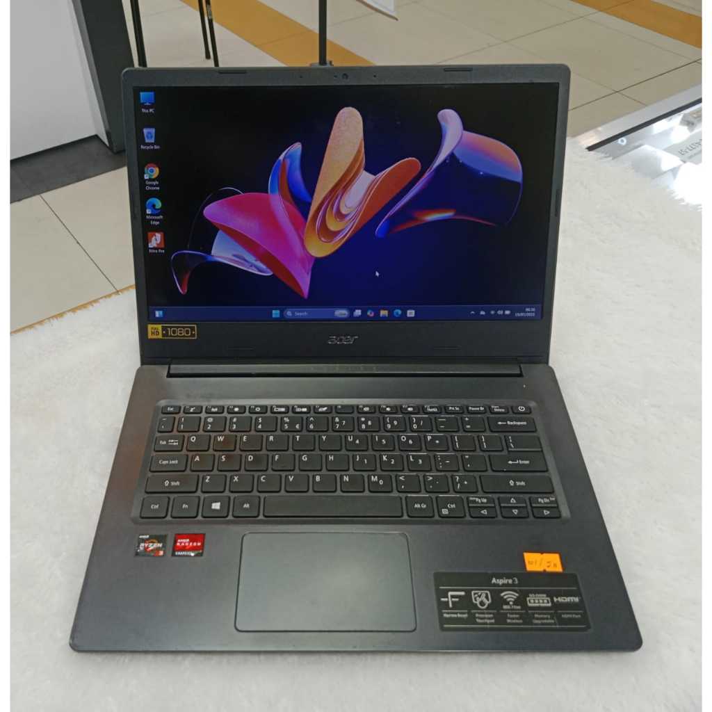 laptop Acer a314-22 Amd ryzen3-3250 Ram 8 gb Ssd 256gb 14 inc siap pakai ryzen3/8gb/256gb
