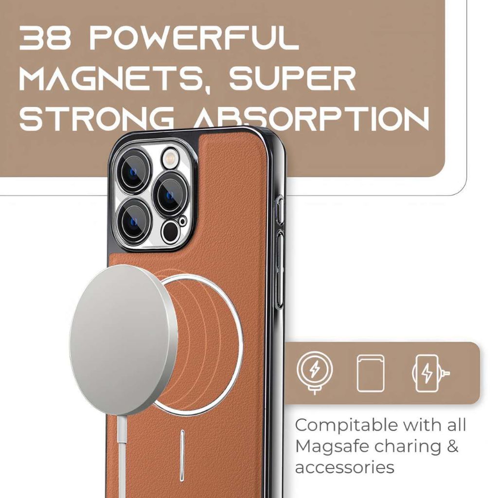 MAGSAFE CASE LEATHER KULIT JERUK SAMSUNG S22 ULTRA S23 ULTRA S24 ULTRA S25 ULTRA