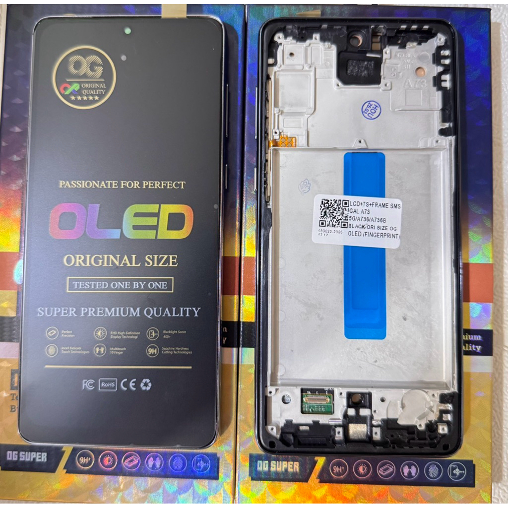 LCD+FRAME OG OLED SAMSUNG A73 5G - A736 - A736B BLACK ORI SIZE OG OLED + FRAME / OG SUPER + FRAME
