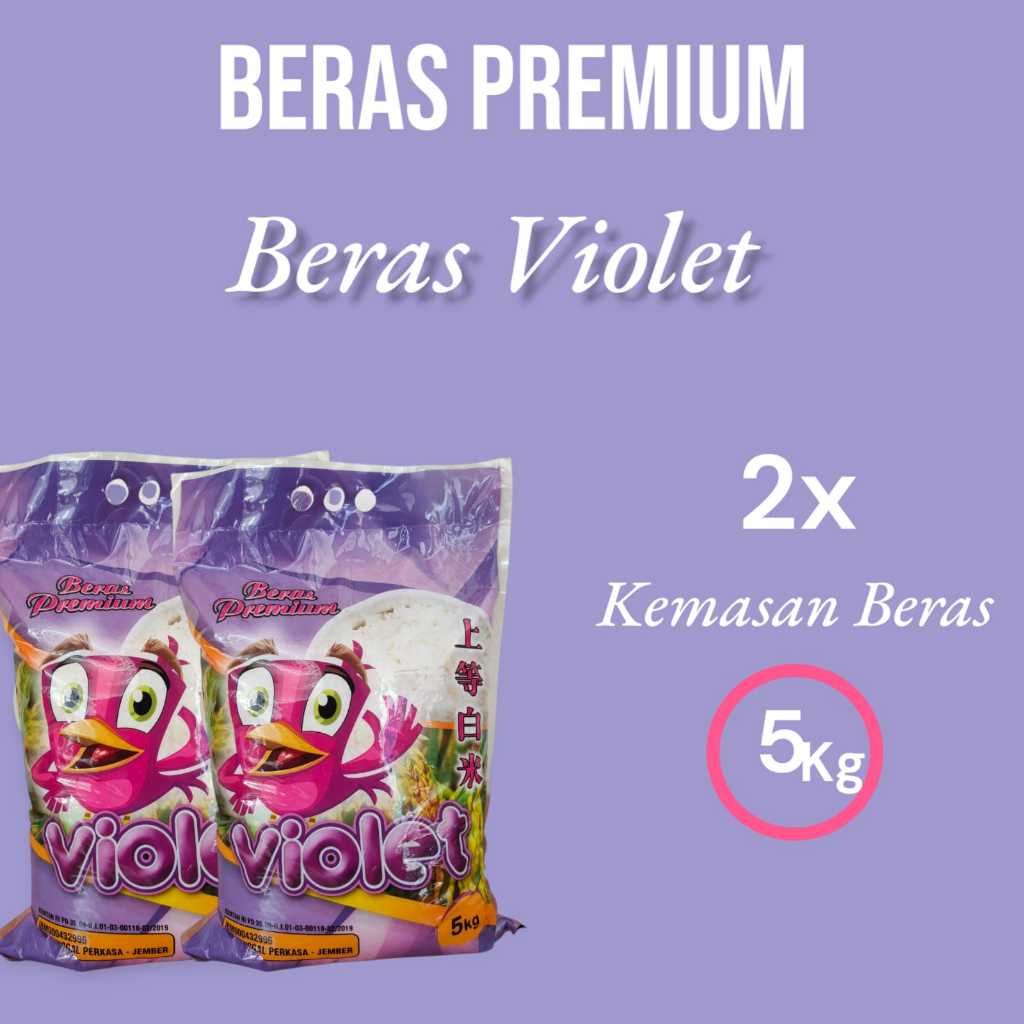 

Beras Premium Violet 5kg 2pcs | beras Pulen & Punel