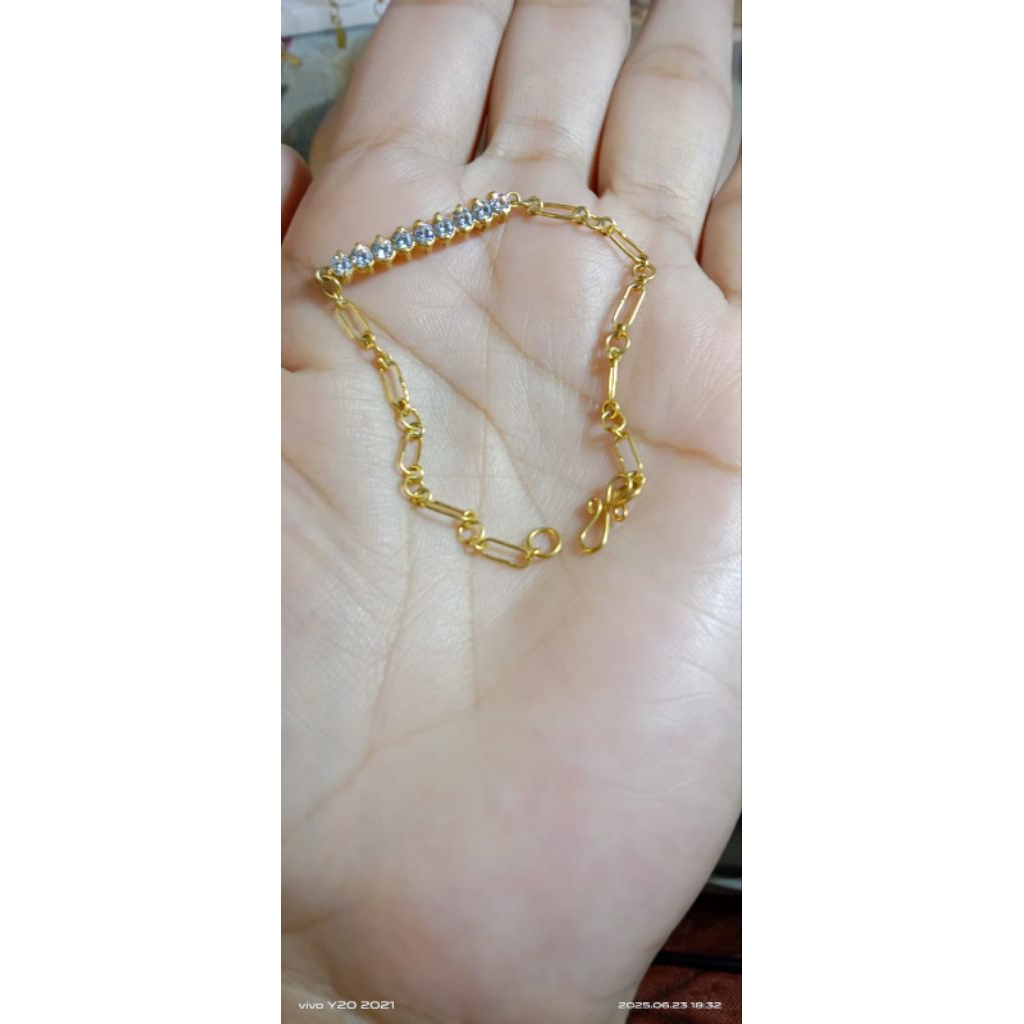 Gelang Emas Muda/ Gelang Emas 2 Gram/ Gelang Paperclip Permata