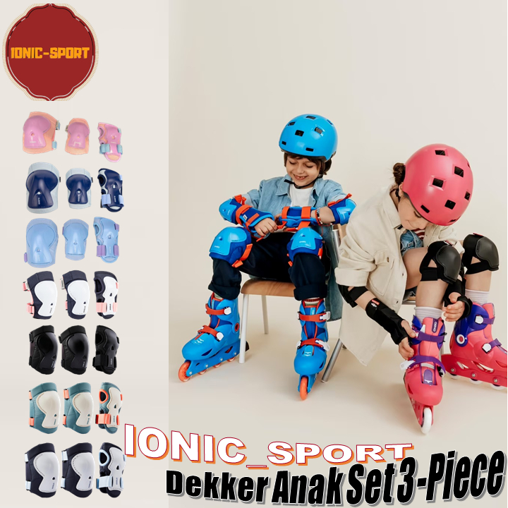 Oxelo Dekker Set Pelindung Sepatu Roda Anak Skuter Skateboard Inline Skate Protector Set Of 3 Siku L