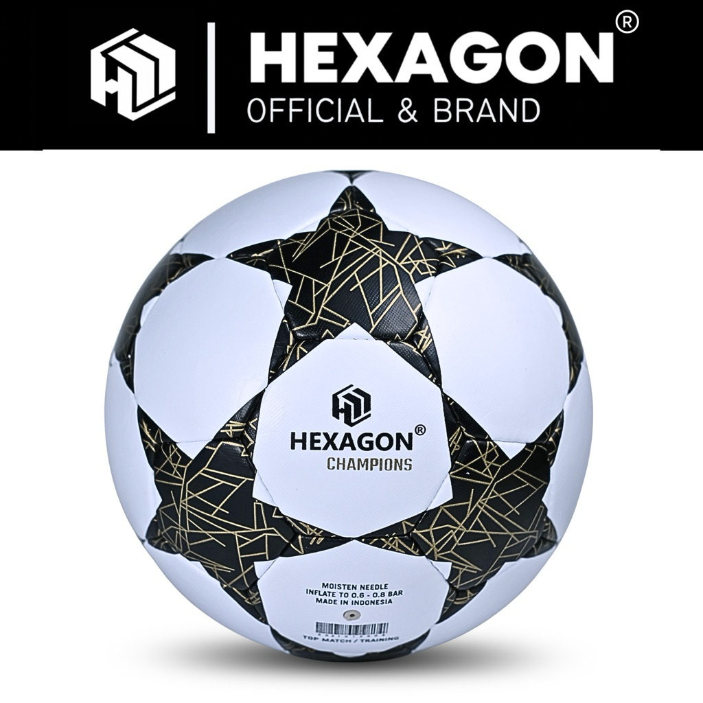 BOLA SEPAK / BOLA KAKI SIZE 5 ORIGINAL HEXAGON CHAMPIONS KUALITAS PREMIUM STANDAR FIFA GRATIS PENTIL