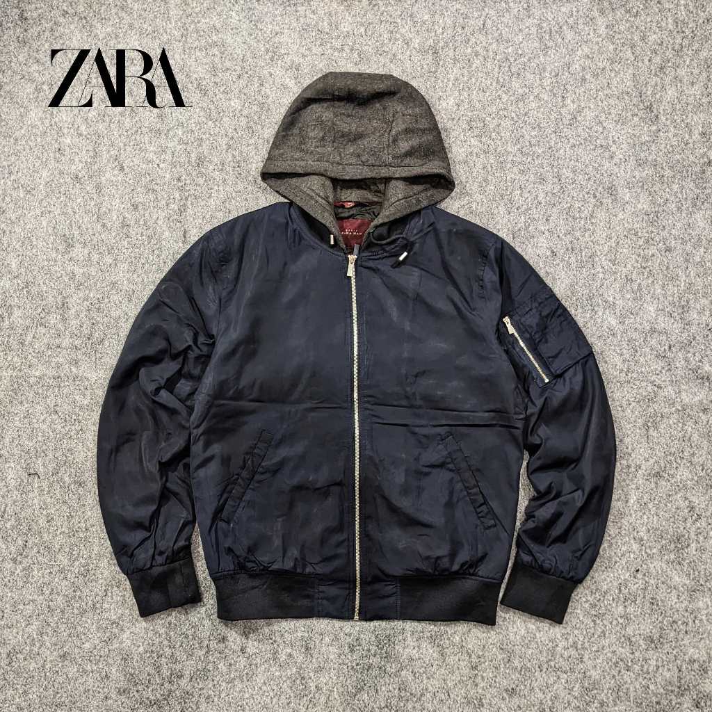 Zara Man - Jaket Bomber Hoodie Pria Keren Hangat Tebal Second Bekas Original - JB12