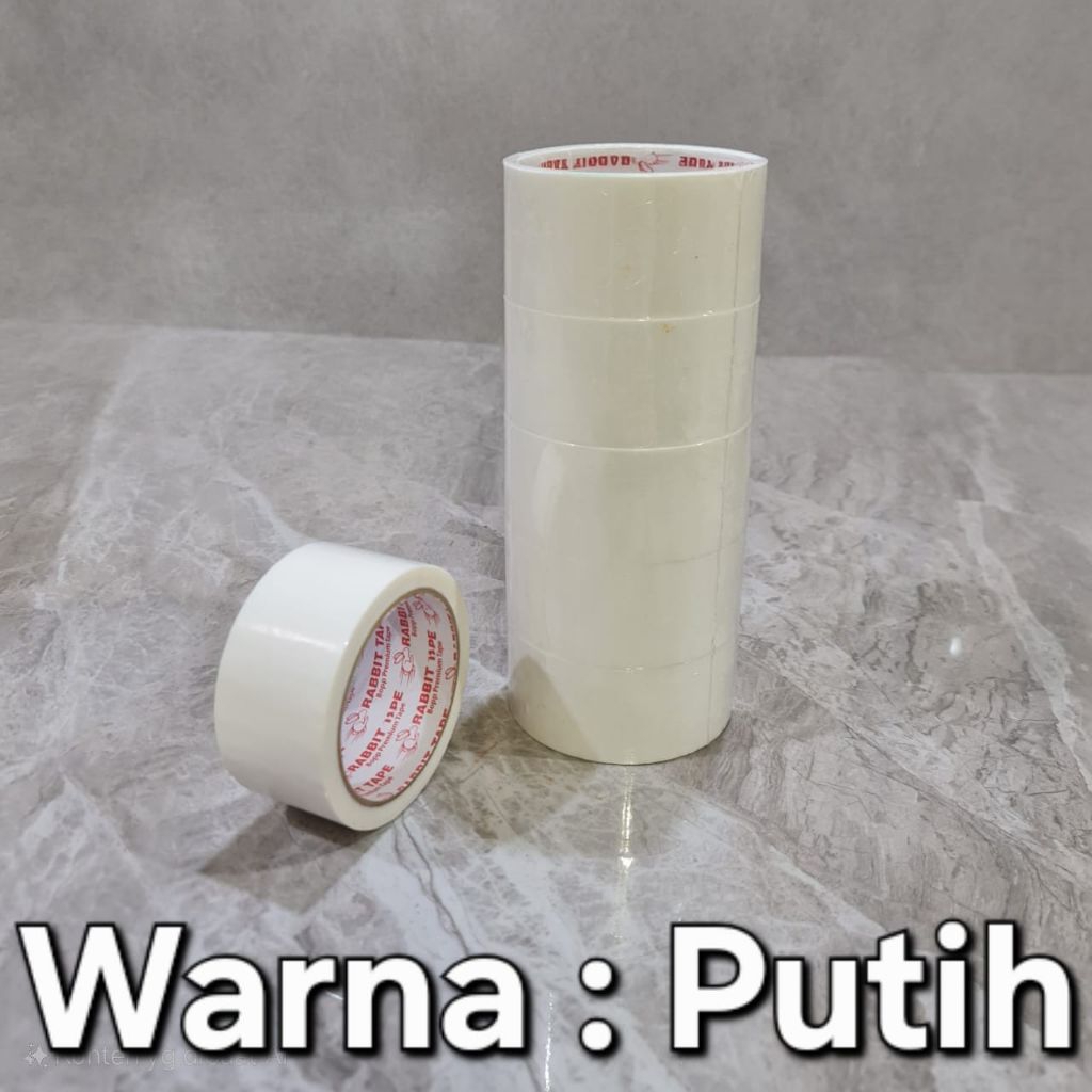 

Lakban Warna Putih / Rabbit Tape White 45mm x 50M lakban 2" x 50 meter Murah Kualitas OK
