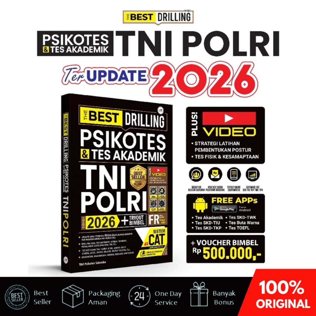 BUKU THE BEST DRILLING PSIKOTES & TES AKADEMIK TNI POLRI 2026 / Buku Psikotes TNI Polri 2026
