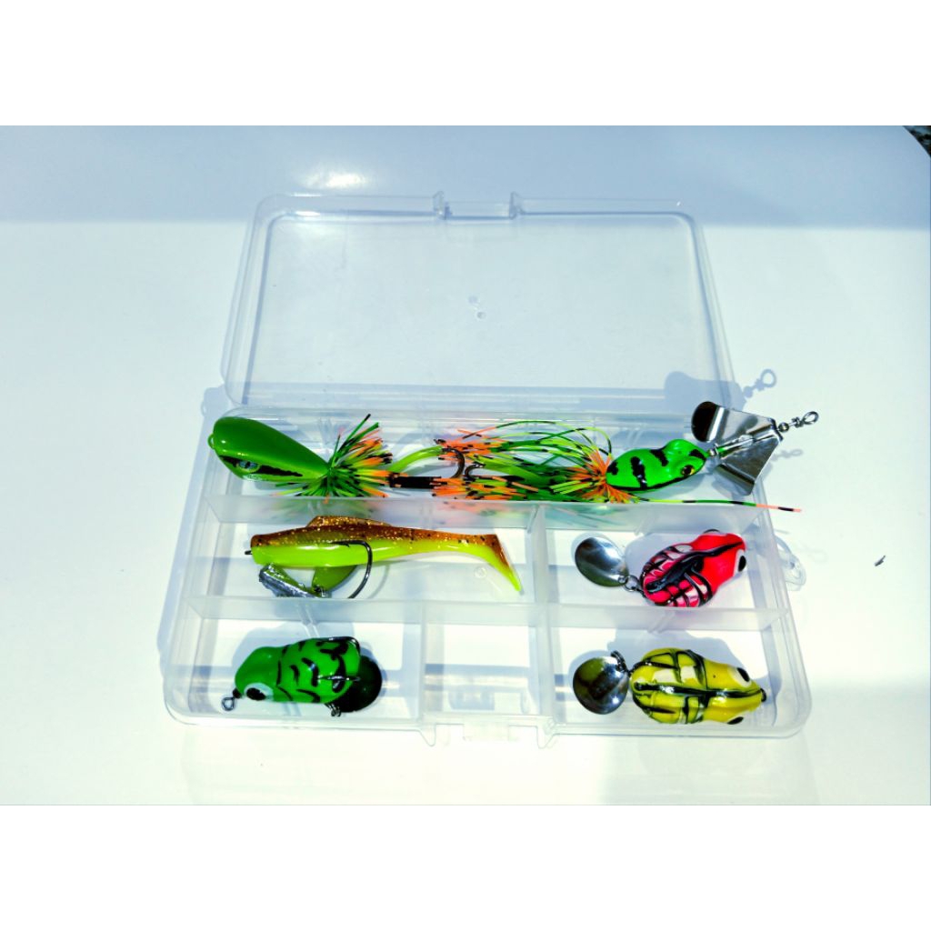 UMPAN KODOK KARET, UMPAN CASTING PAKET MURAH ISI 6+KOTAK