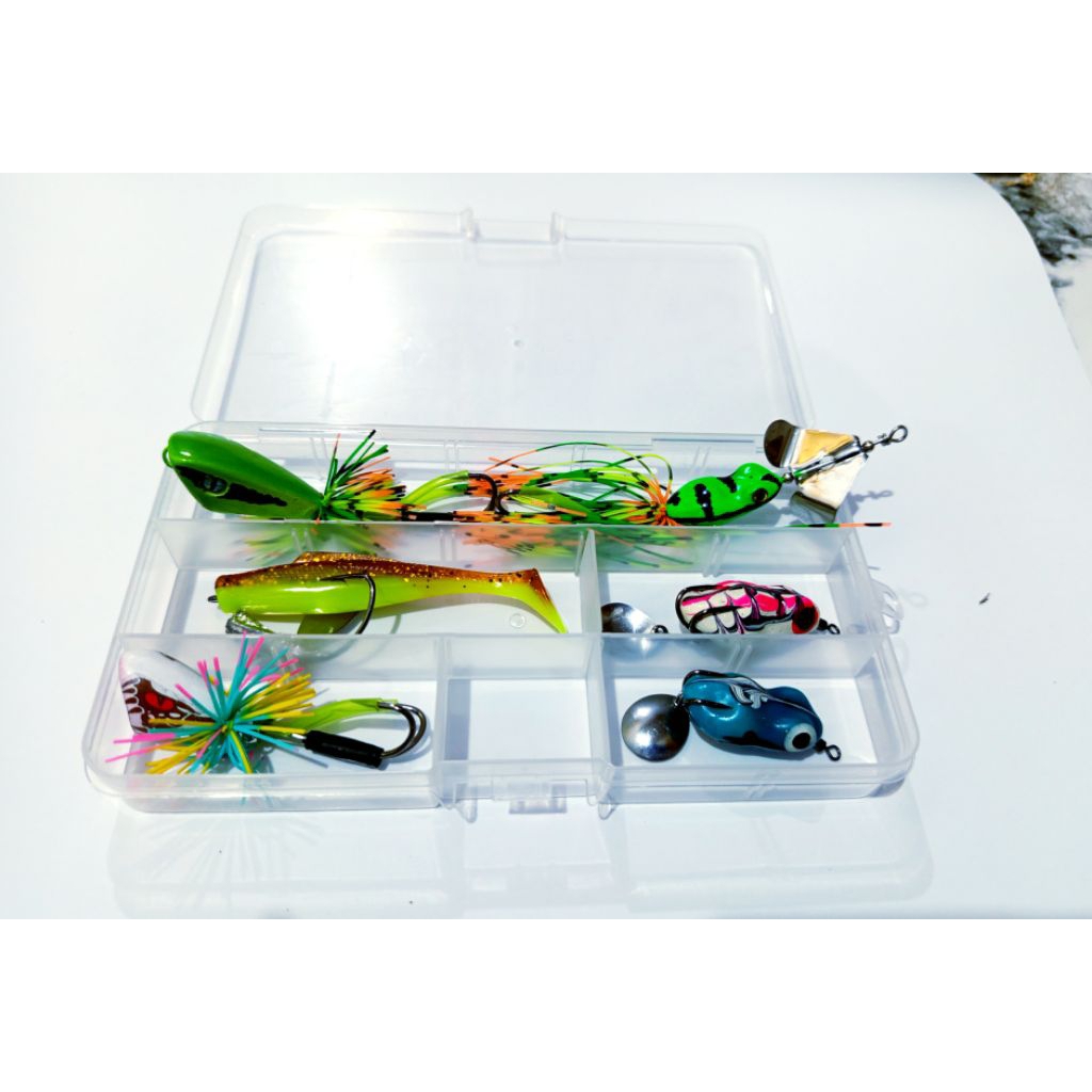 UMPAN KODOK KARET,UMPAN CASTING, PAKET MURAH 6+KOTAK