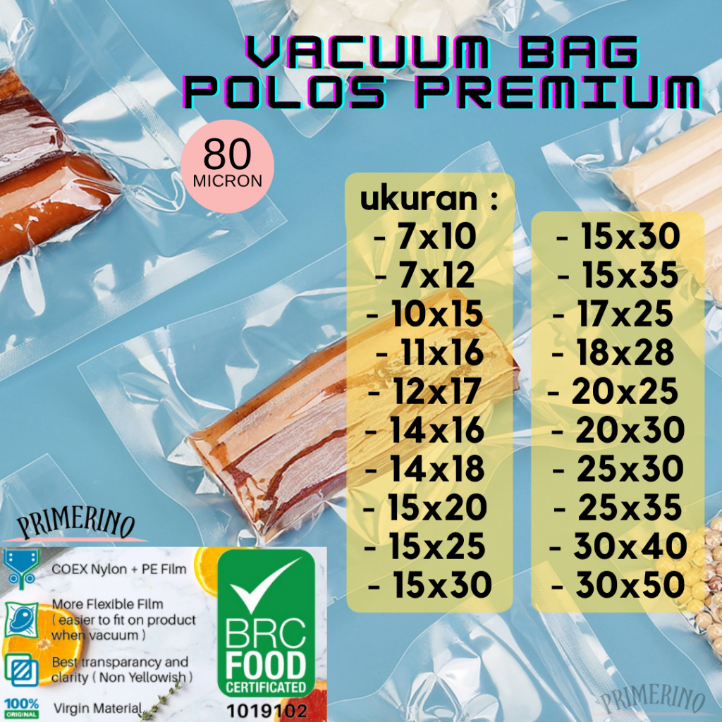 Plastik Vacum POLOS Food Grade Plastik Vacuum Makanan Plastik Vakum Vaacum Bag