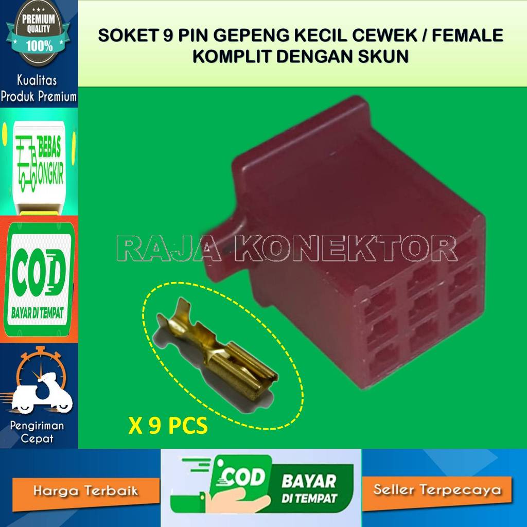 SOCKET KABEL MOTOR 9 PIN KECIL MERAH CEWE-SOCKET –SOCKET KABEL–9 PIN- SOCKET KABEL - SOCKET KABEL