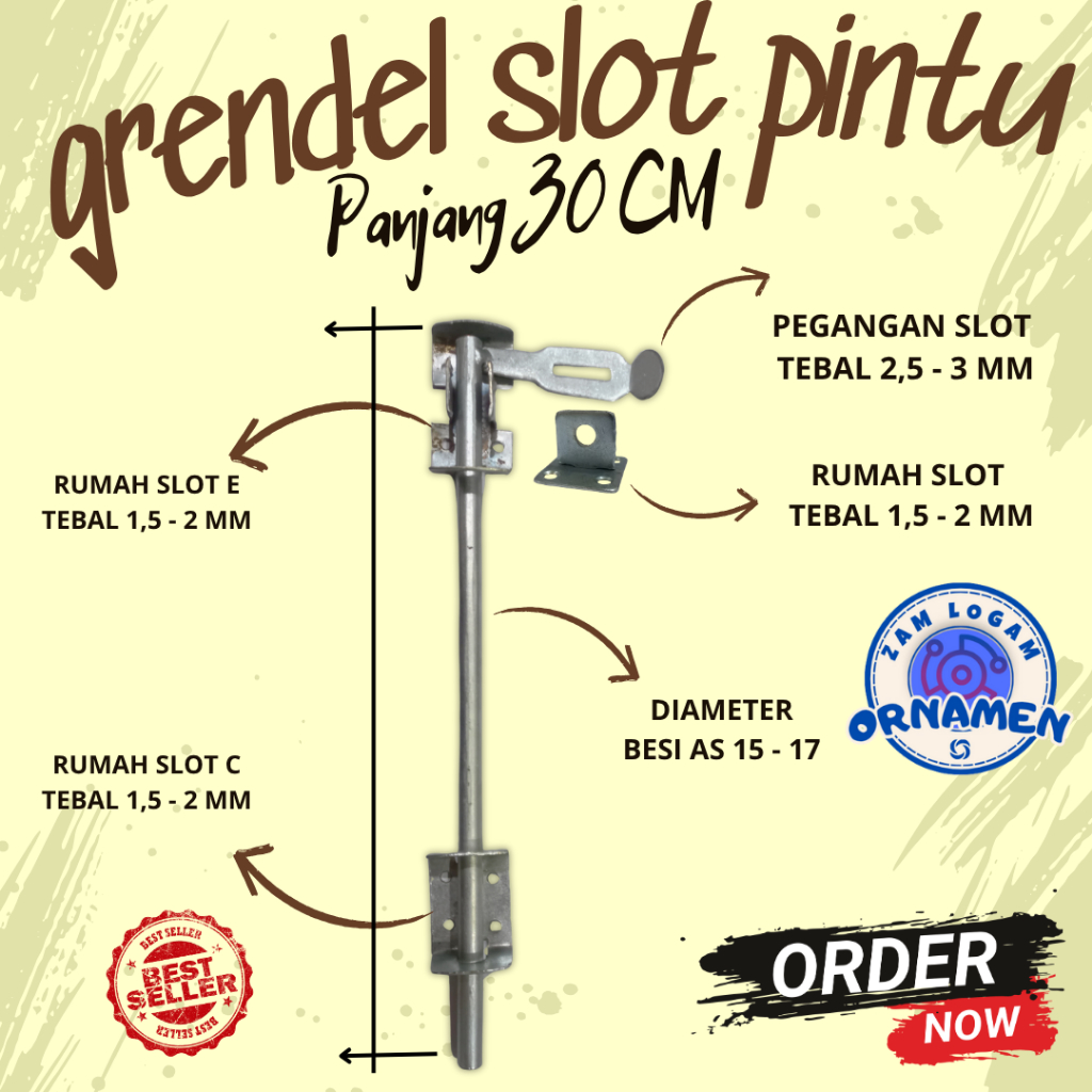 Slot Pagar Bawah Panjang 30 Cm / Grendel Pintu Pagar Panjang 30 Cm / Pintu Henderson / Pintu Tralis