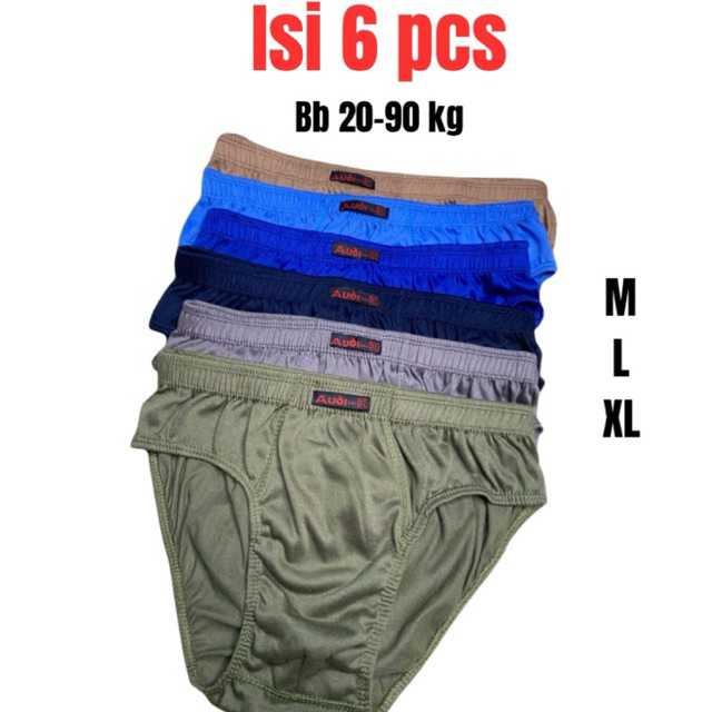 6pcs celana dalam cowok audi/cd pria/cd cowok bahan katun Size M L XL