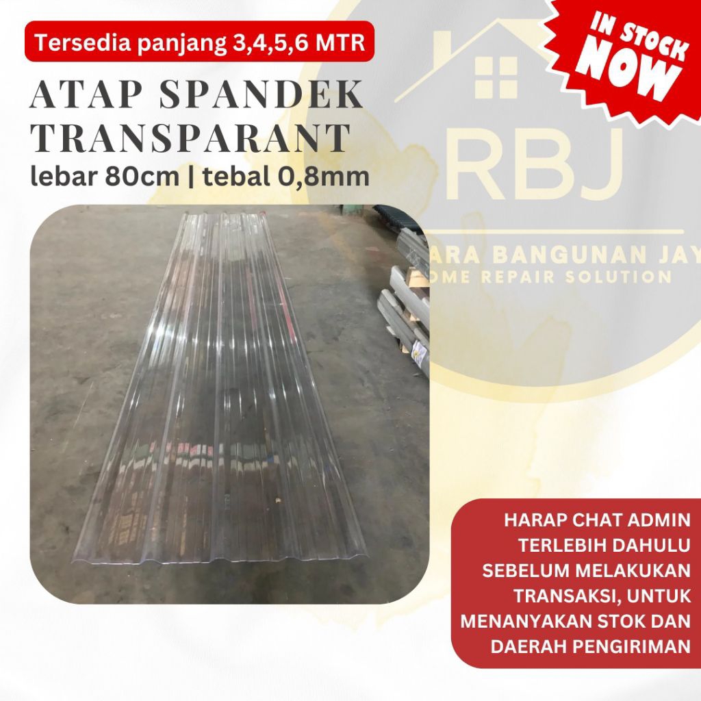 ATAP/ SENG SPANDEK TRANSPARAN 0,8mm Panjang 3 M S/D 6 M