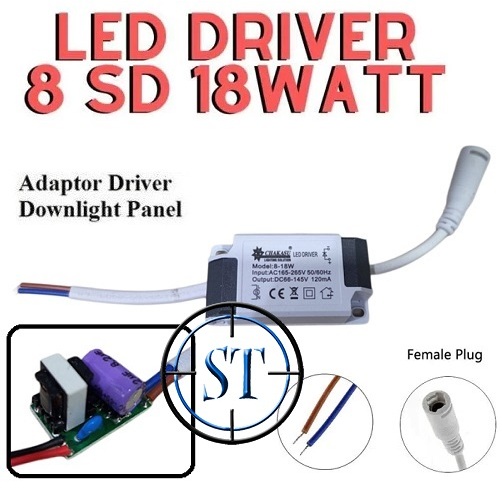 Plus Box Kit Driver LED 18Led x 1Watt 220VAC Driver Travo Ballast Lampu Panel Light Slim 18W 18 Watt