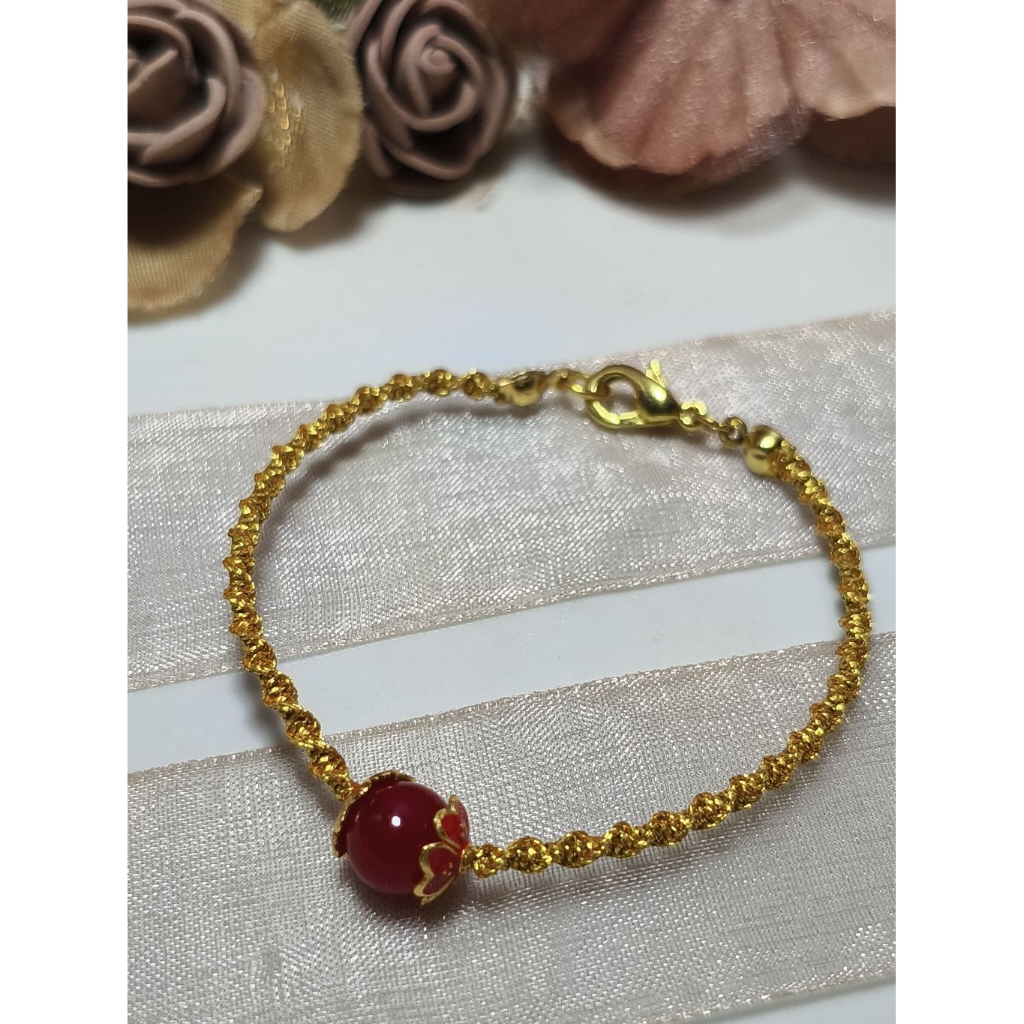 SAMKEST - GELANG GIOK, GELANG KRISTAL GIOK, GELANG GIOK MERAH, GELANG TALI EMAS, GOLDEN YARN STRING,