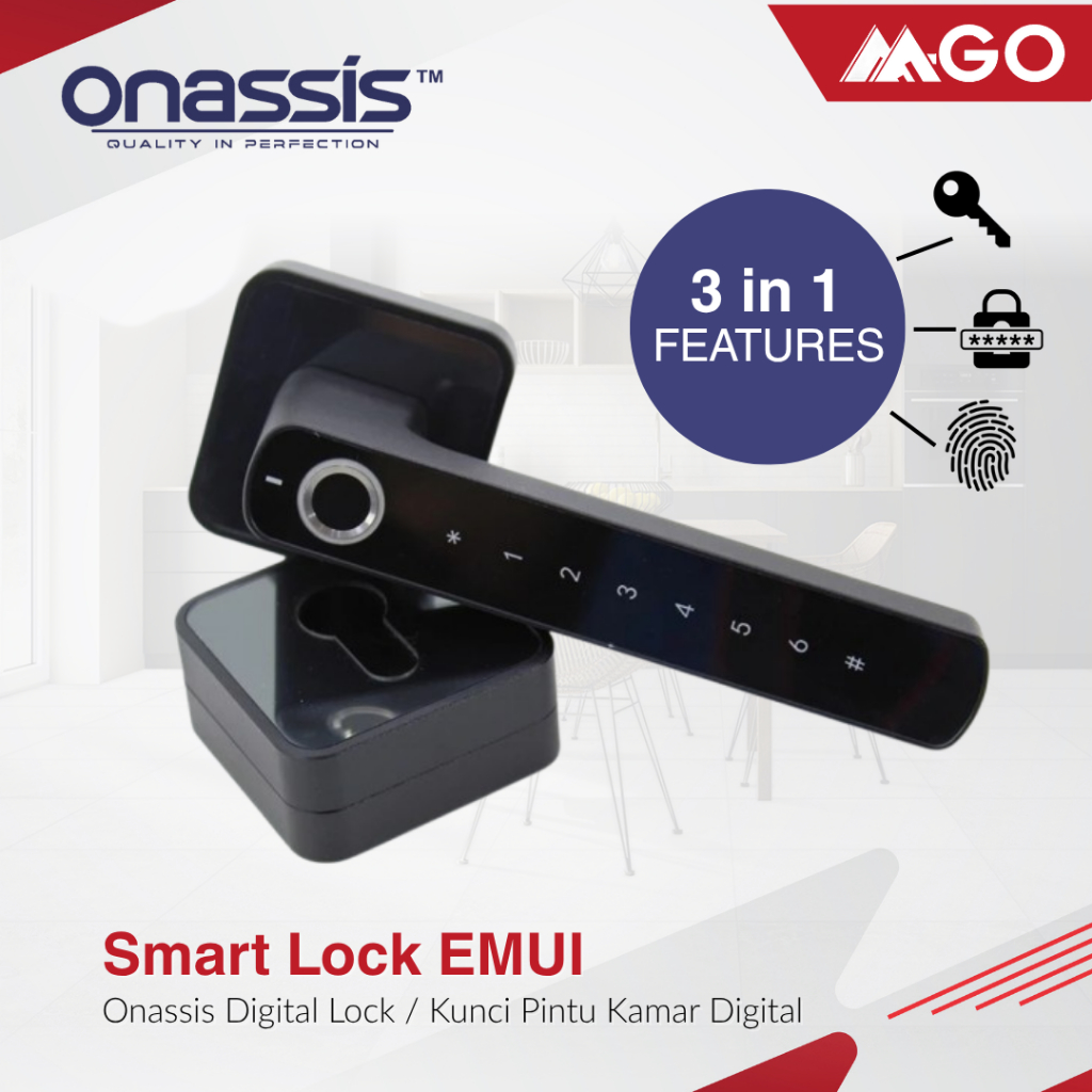Onassis Digital Lock / Kunci Pintu Kamar Digital / Smart Lock Emui
