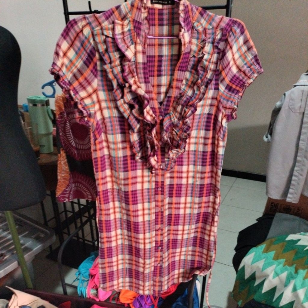 dress wanita kotak kotak