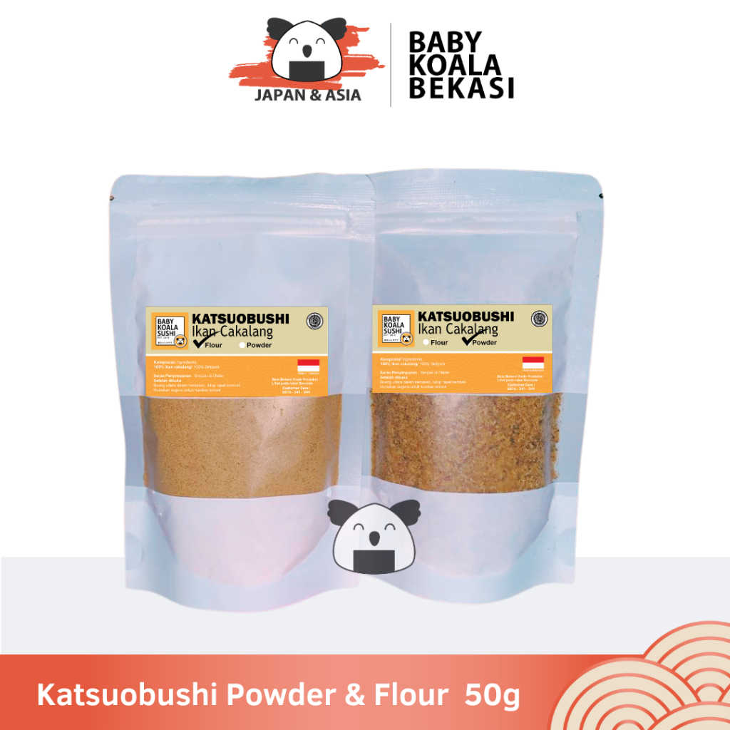 

KATSUO FLOUR dan POWDER Tepung Ikan Cakalang 50 g Halal │ Bubuk Halus Katsuobushi │ Bonito Floor -BKB