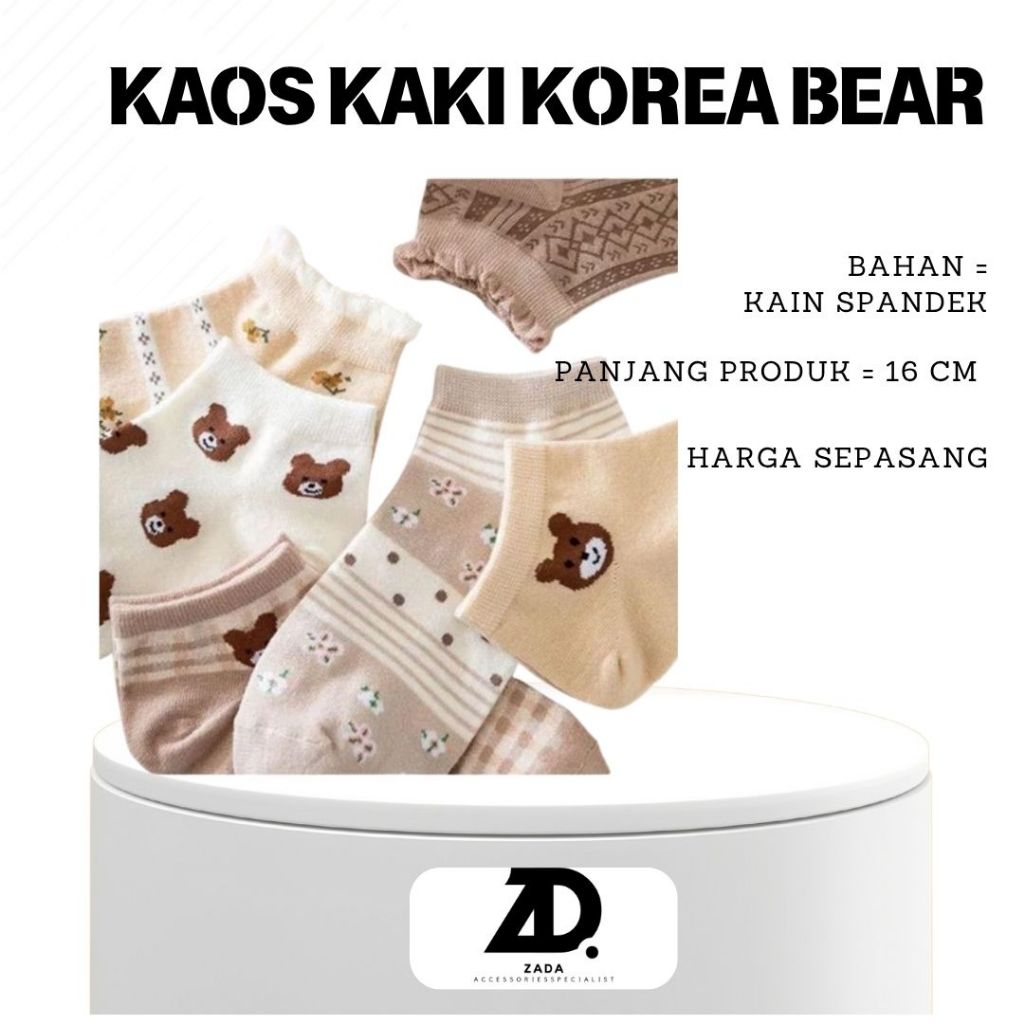 Kaos Kaki Korea Kaos Kaki Motif Bear Love Kaos Kaki Pelindung Kaki Murah gratis Ongkir Bisa Cod