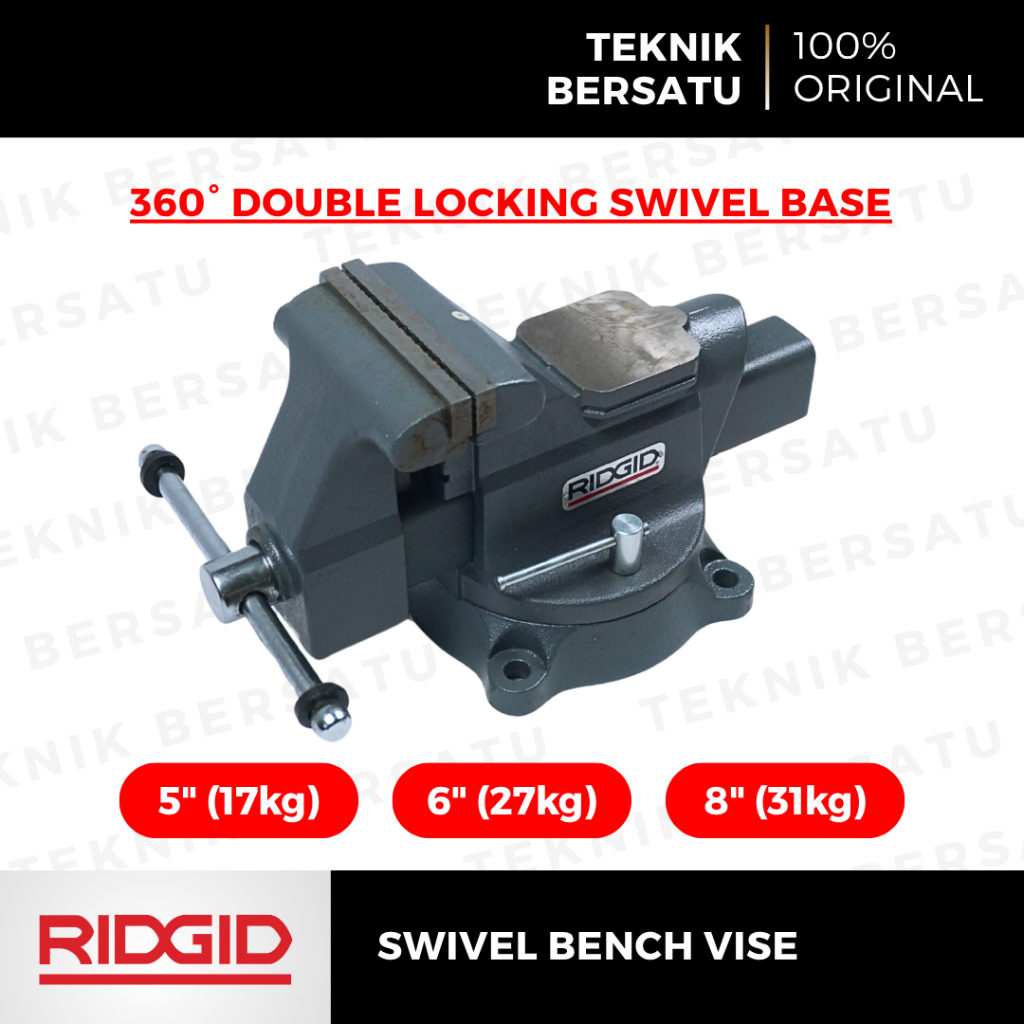 Swivel Bench Vise 5" 6" 8" | RIDGID Catok Paron Meja Baja 360° Double Lock