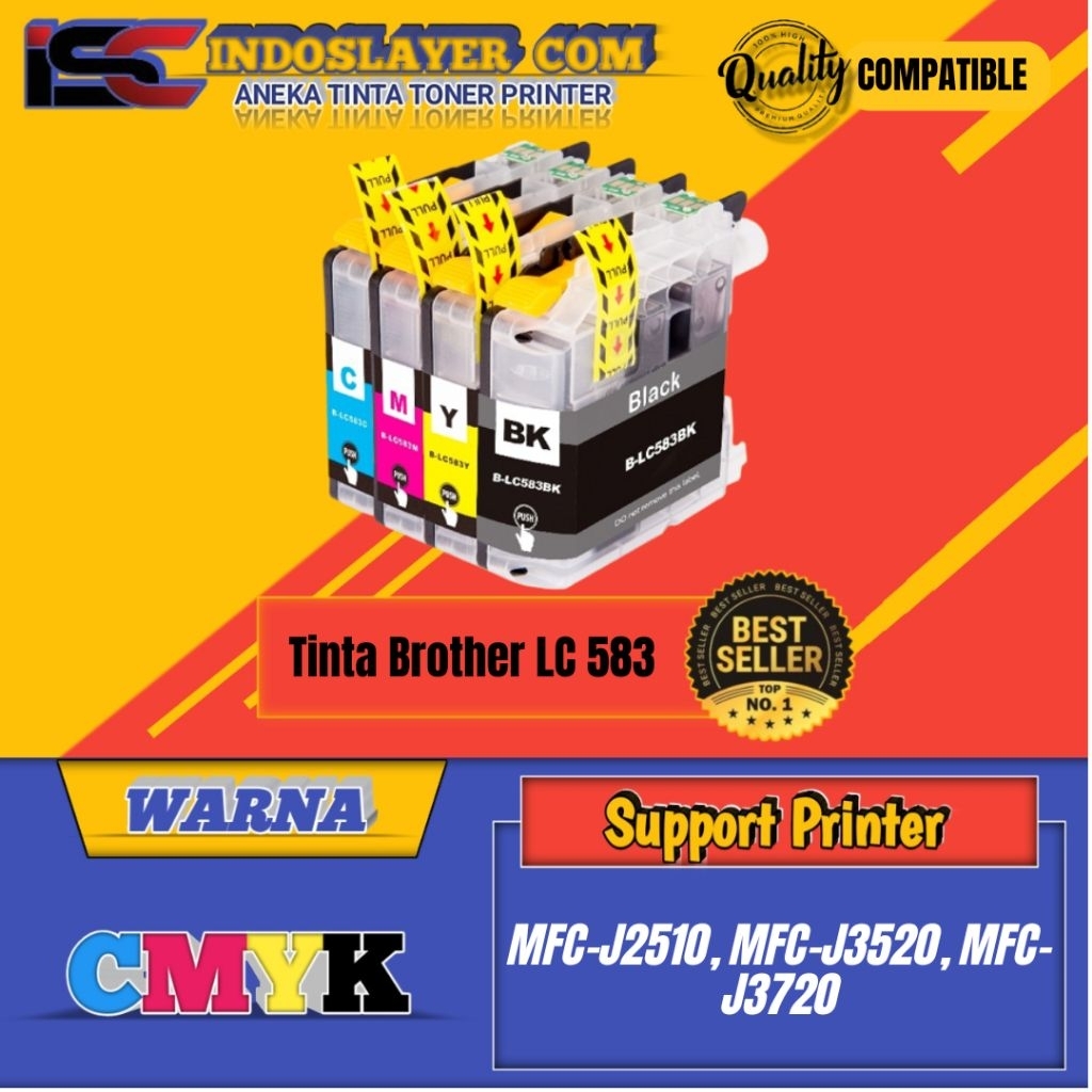 Tinta Cartridge Compatible Brother LC 583(1Paket)Printer Brother MFC-J2510, MFC-J3520, MFC-J3720
